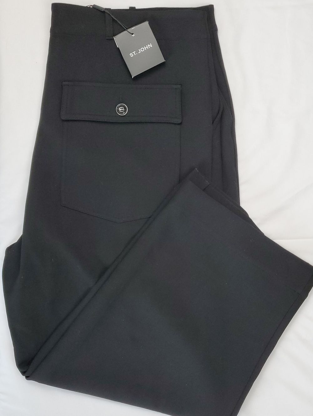 St. John High Rise Wide Leg Trousers | Womens NWT Black Cargo Pocket Pants 18